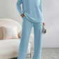 Ribbed V-Neck Top and Pants Set