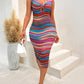 Striped Cutout Sleeveless Bodycon Dress