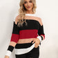 Striped Round Neck Dropped Shoulder Sweater