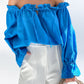 Drawstring Off-Shoulder Flounce Sleeve Blouse