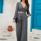 Surplice Top and Wide Leg Pants Set