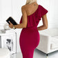 One-Shoulder Slit Bodycon Dress