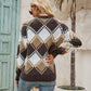 Plaid Round Neck Dropper Shoulder Sweater