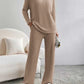 Ribbed V-Neck Long Sleeve Top and Pants Set