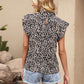 Ditsy Floral Mock Neck Cap Sleeve T-Shirt