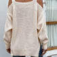 Ribbed Cold Shoulder Long Sleeve Knit Top