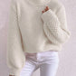 Openwork Mock Neck Long Sleeve Sweater