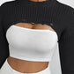 Distressed Long Sleeve Cropped Sweater