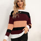 Striped Round Neck Dropped Shoulder Sweater