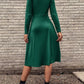 Slit Buttoned Round Neck Long Sleeve Dress