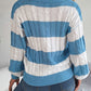 Cable-Knit Striped Long Sleeve Sweater