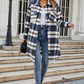 Plaid Button Up Collared Neck Coat with Pockets