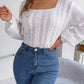 Cable-Knit Square Neck Long Sleeve Sweater