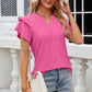 Eyelet Notched Short Sleeve T-Shirt