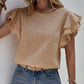 Ruffled Cap Sleeve Round Neck Blouse