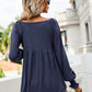 V-Neck Lantern Sleeve Blouse