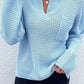 Notched Long Sleeve Sweater