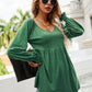 V-Neck Lantern Sleeve Blouse