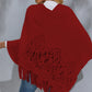 Round Neck Fringe Detail Poncho