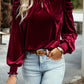 Mock Neck Puff Sleeve Blouse