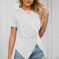 Ruched Round Neck Short Sleeve T-Shirt