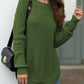 Slit Round Neck Long Sleeve Sweater