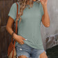 Cable-Knit Round Neck Short Sleeve T-Shirt