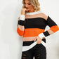 Striped Round Neck Dropped Shoulder Sweater