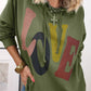 LOVE Drawstring Dropped Shoulder Hoodie