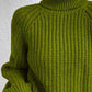 Full Size Turtleneck Rib-Knit Slit Sweater