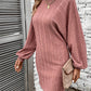 Ribbed Round Neck Long Sleeve Dress