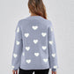 Heart Round Neck Dropped Shoulder Sweater