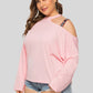 Plus Size Cold-Shoulder Round Neck Blouse