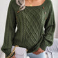 Decorative Button Cable-Knit Sweater