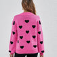 Heart Round Neck Dropped Shoulder Sweater