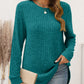 Ribbed Round Neck Long Sleeve T-Shirt