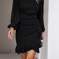 Ruched Ruffled Balloon Sleeve Mini Dress