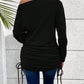 Ruched Single Shoulder Long Sleeve T-Shirt