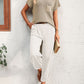 Round Neck Raglan Sleeve Tee and Long Pants Set