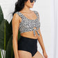 Marina West Swim Sanibel Crop Swim Top and Ruched Bottoms Set in Black