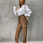 Tied High Waist Pants with Pockets