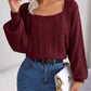 Cable-Knit Square Neck Long Sleeve Sweater