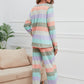 Striped Round Neck Long Sleeve Top and Drawstring Pants Lounge Set