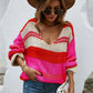 Color Block V-Neck Dropped Shoulder Sweater