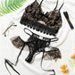 Leopard Spliced Lace Lingerie Set