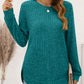 Ribbed Round Neck Long Sleeve T-Shirt