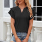 Eyelet Notched Short Sleeve T-Shirt