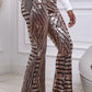 Sequin Striped High Waist Bootcut Pants