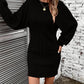 Ribbed Round Neck Long Sleeve Dress