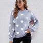 Heart Round Neck Dropped Shoulder Sweater